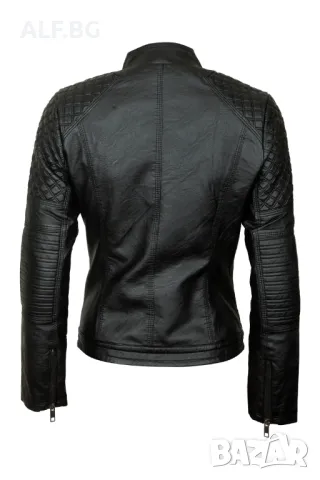 Дамско кожено яке черно 4202, снимка 12 - Якета - 48912212