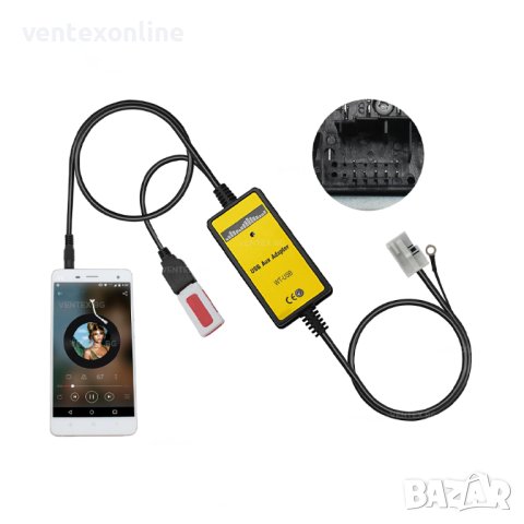 USB AUX адаптер 12 пина за Audi ,Volkswagen - Ауди, Голф , Пасат аукс