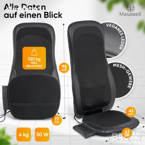 масажна седалка Шиацу | Масажна постелка за цяло тяло [с технология за широк гръб] | Масажор за гръб, снимка 2 - Масажори - 53827535