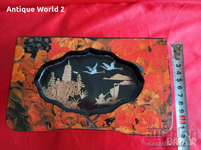 Стара Китайска Кутия За Бижута с Диорама , Пагода ,Корк, снимка 7 - Антикварни и старинни предмети - 53201078