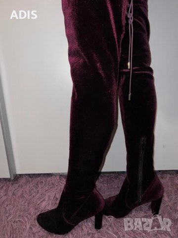 Чизми високи ботуши над коляно Mercary /велвет кралско лилаво 38 /39/нови, снимка 10 - Дамски ботуши - 38977675