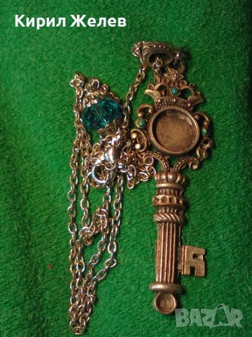 ПОСРЕБРЕН ВИНТИДЖ АРТ МЕДАЛЬОН - КЛЮЧЕ с ВЕРИЖКА 21699, снимка 2 - Колиета, медальони, синджири - 32525233