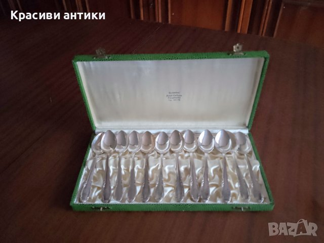 Шведски Prima NS ALP посребрени с печат 12 лъжички за кафе в оригинална кутия, снимка 7 - Други ценни предмети - 40261704