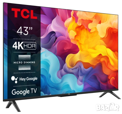 43'' Смарт 4К Телевизор TCL 43P69B, Android TV, Wi-Fi + Bluetooth, снимка 2 - Телевизори - 51574643