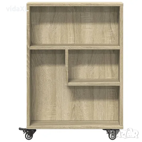 vidaXL Тясна количка за съхранение, дъб сонома, 48x13x68 см, инженерно дърво, снимка 4 - Кутии за съхранение - 56148297