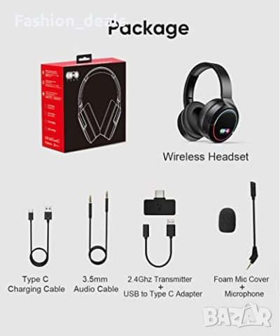 Нови Bluetooth Безжични геймърски слушалки с микрофон , снимка 5 - Слушалки за компютър - 41746994