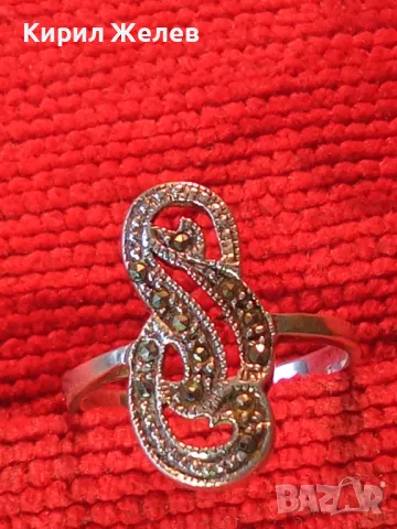 ПРЕКРАСЕН АЖУРЕН СКЪПОЦЕНЕН СРЕБЪРЕН ПРЪСТЕН СРЕБРО 925 ИНКРУСТИРАН с ИСКРЯЩИ МАРКАЗИТИ 48261, снимка 17 - Пръстени - 50061180