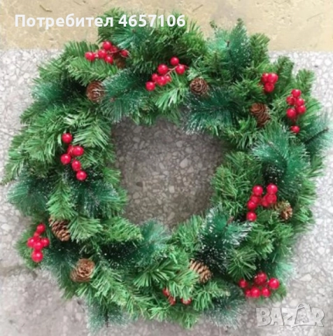 Голям коледен венец за декорация, снимка 6 - Декорация за дома - 52494263