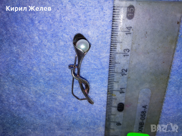 АР НУВО ПЕРЛЕНА СРЕБЪРНА БРОШКА СРЕБРО 925 с БЯЛА ПОЗЛАТА и ЕСТЕСТВЕНА БЯЛА ПЕРЛА РЪЧНА РАБОТА 43322, снимка 11 - Антикварни и старинни предмети - 44692766