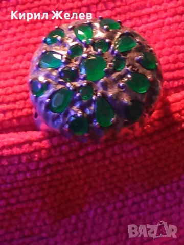 Винтидж Етно стил сребърен пръстен с Смарагди майсторска ръчна изработка 51823, снимка 18 - Пръстени - 52983219