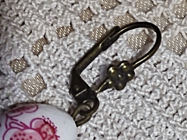 Обеци с аметист и керамика, снимка 3 - Обеци - 53710621