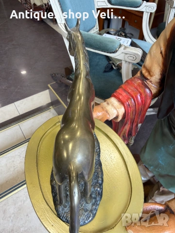 Бронзова фигура на кон  №7859 , снимка 4 - Антикварни и старинни предмети - 53455999