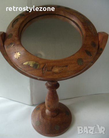 № 7044 старо настолно дървено огледало - HAND MADE, снимка 1 - Други ценни предмети - 41324669