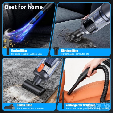 Ръчна прахосмукачка, прахосмукачка с батерия 26000 Pa, безжична, изпразване на прах , снимка 5 - Прахосмукачки - 53744469