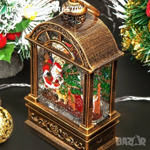 Коледен фенер с музика и снежен ефект – празнична лампа с LED светлина, снимка 4 - Декорация за дома - 52815733