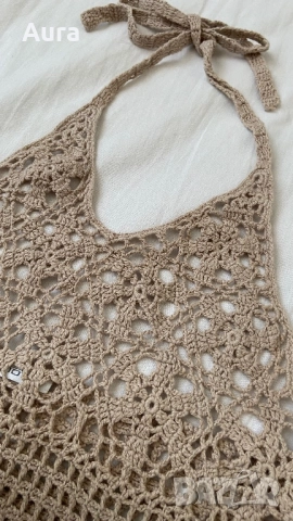 Brown Crochet halter top, снимка 2 - Корсети, бюстиета, топове - 51674126
