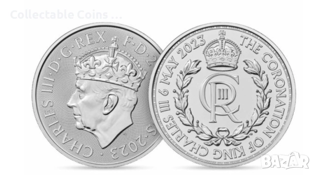 сребърна монета  1 oz оз Коронация на Чарлз  инвестиционно сребро