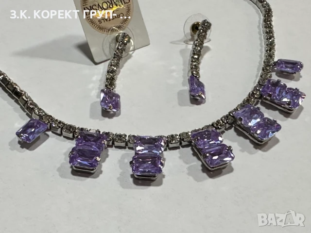 Комплект колие и обеци с кристали Swarovski, снимка 2 - Бижутерийни комплекти - 50842348