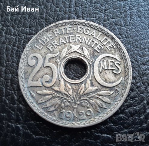Стара монета 25 сантима 1929 г. Франция- красива !, снимка 2 - Нумизматика и бонистика - 42219448