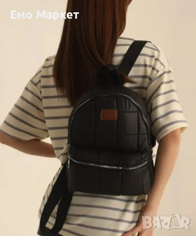 Модерна дамска капитонирана раница 30/27 см, шушлекова материя, снимка 2 - Чанти - 49513679