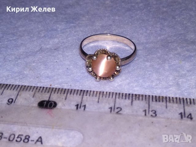 СРЕБЪРЕН АР ДЕКО СТИЛ СКЪПОЦЕНЕН ПРЪСТЕН СРЕБРО 925 с ШЛИФОВАН КАМЪК РОЗОВО КОТЕШКО ОКО 21661, снимка 11 - Пръстени - 41637842