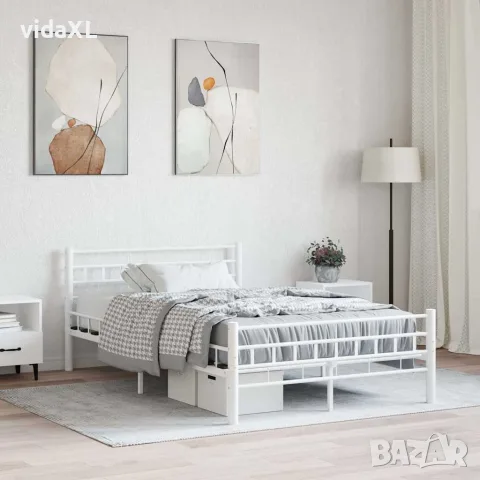 vidaXL Рамка за легло, бяла, метал, 140x200 cм, снимка 2 - Спални и легла - 56146497