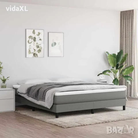vidaXL Рамка за легло с пружини, тъмносива, 180x200 см, плат, снимка 2 - Спални и легла - 56146584