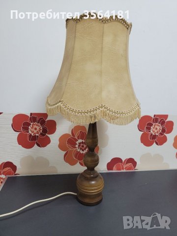  НАМАЛЕНА Настолна лампа с шапка от естествена кожа , снимка 5 - Настолни лампи - 39355658