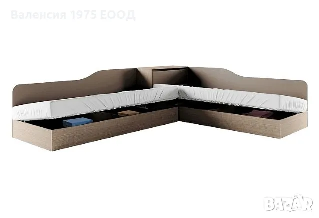 Ъглови легла с ракла Сити 2001 дъб артисан или комбинация мока/ лате, снимка 6 - Спални и легла - 47353287