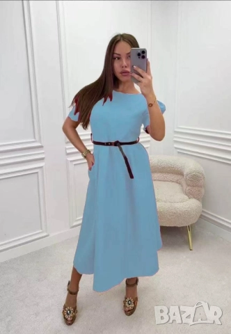 ✨️Елегантни дамски рокли с коланче,миди дължина  , снимка 4 - Рокли - 51681726