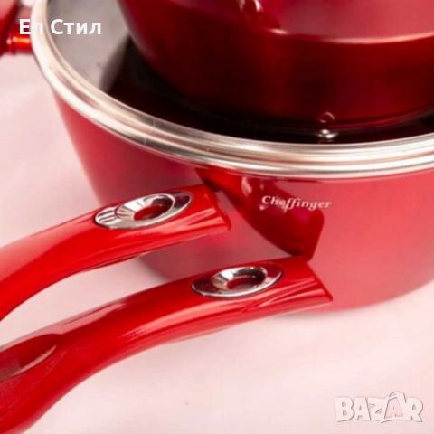Комплект съдове за готвене Cheffinger от лят алуминий с мраморно покритие – 10 части, снимка 14 - Съдове за готвене - 53573403