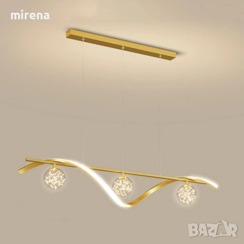 Лампи Nordic Метална лента Висяща лампа ЛЕД LED Димируем полилей Злато