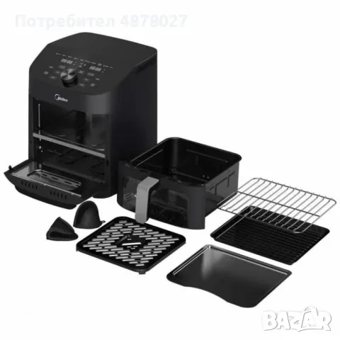Еър Фрайър 2 в 1 - 11L - Midea MAD1100DADK - С две зони за готвене, 10 програми и 360° циркулация на, снимка 11 - Фритюрници - 55767636