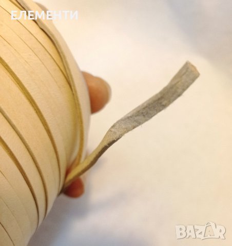 Плосък Кожен Ремък - 4 х 2 мм, натурал, снимка 2 - Изработка на бижута и гривни - 39113460