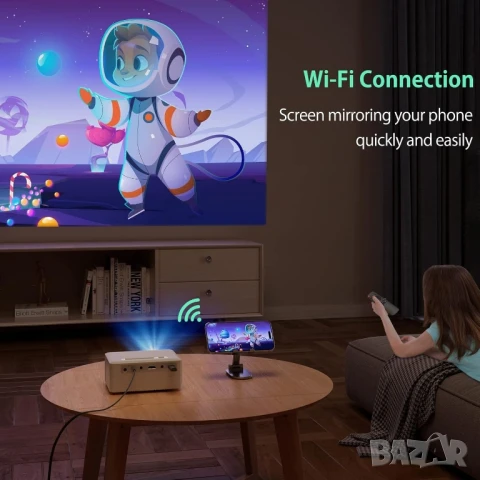 YOTON Y3 Мини WiFi + Bluetooth видео проектор за домашно кино, снимка 3 - Плейъри, домашно кино, прожектори - 48125071