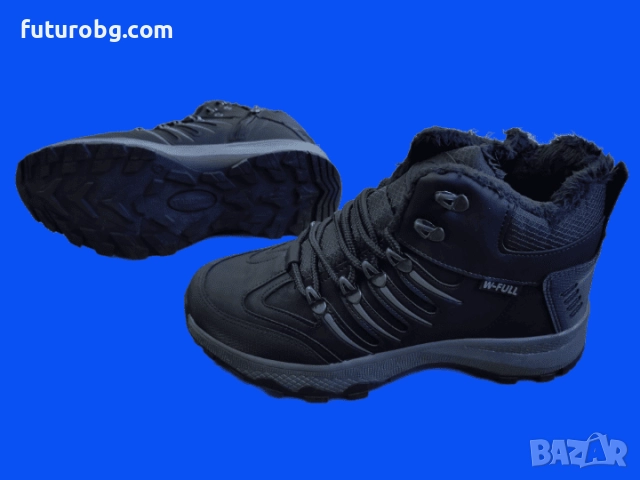 Водоустоичиви черни боти за мъже в черен цвят с лек сив акцент