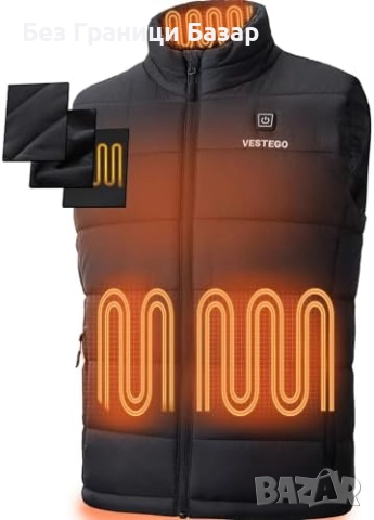 Нов черен Зимен отопляем елек 6 зони + батерия 16000mAh за мъже, снимка 2 - Други - 51689670