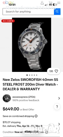 Часовник Zelos 40мм бартер или продажба, снимка 6 - Мъжки - 53724246