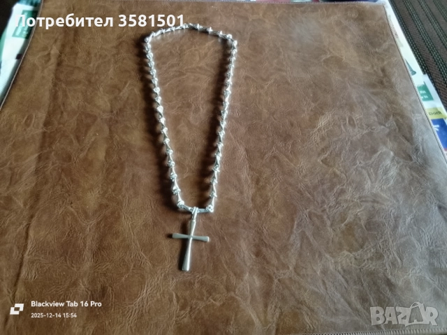 168/Сребърен Синджир със Кръст-65грама.🇧🇬