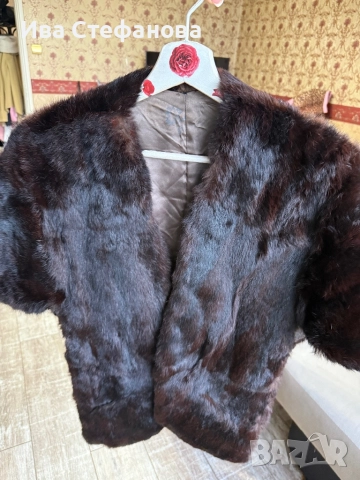 норков шал наметка болеро от норка естествен косъм кафяв универсален размер , снимка 7 - Рокли - 39970757