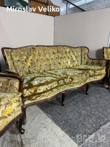Старинен Диван сет с два фотьойла и табуретка за реставриране , снимка 7 - Антикварни и старинни предмети - 53471041