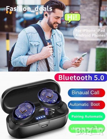 Нови Безжични слушалки Спортни с кутия за зареждане Earbuds за музика, снимка 7 - Bluetooth слушалки - 39259056