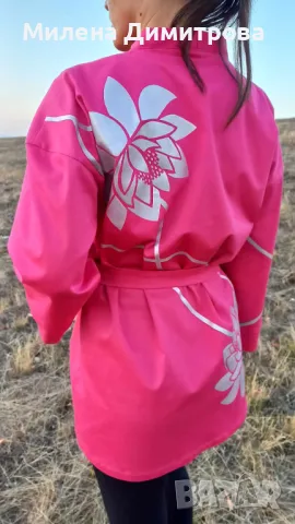 Ръчно рисувано сатенирано кимоно, снимка 5 - Сака - 48852518