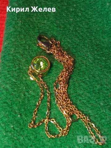 ИЗЯЩНО ПОЗЛАТЕНО КОЛИЕ със СКЪПОЦЕНЕН МЕДАЛЬОН ИСКРЯЩ ФАСЕТИРАН ХРИЗОЛИТ 38641, снимка 2 - Колиета, медальони, синджири - 41622896