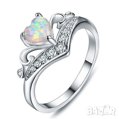 Дамски пръстен с опал и кристали, снимка 2 - Пръстени - 41865808