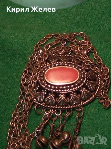 ВЪЗРОЖДЕНСКИ ПОСРЕБРЕН СТАРИНЕН НАКИТ с ГОЛЯМ КАРНЕОЛ ЕТНОГРАФСКО БИЖУ МЕДАЛЬОН 14964, снимка 16 - Антикварни и старинни предмети - 30523534