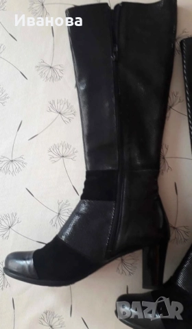 Дамски ботуши ест.кожа и велур, снимка 3 - Дамски ботуши - 51459346