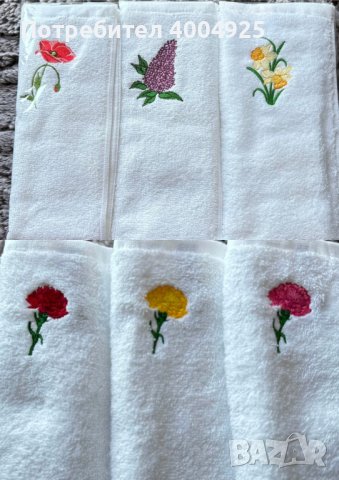 Комплект хавлиени кърпи с Бродерия - 3бр., хавлии с цветя, снимка 5 - Хавлиени кърпи - 44421136