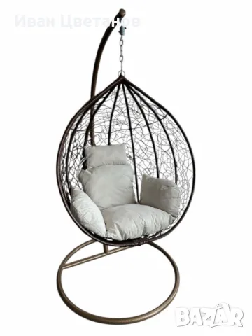 Градинска люлка от PVC ратан с метална конструкция, снимка 5 - Градински мебели, декорация  - 50306201