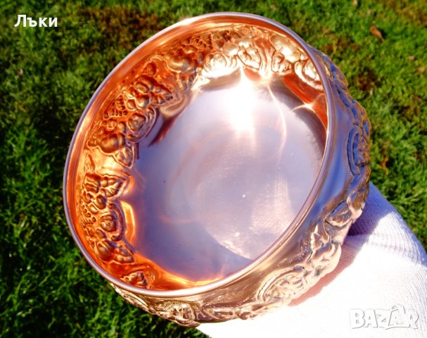 Меден съд,релефно грозде,цветя,барок. , снимка 5 - Антикварни и старинни предмети - 38839059